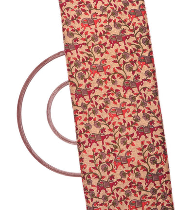 off white colour object print manipuri silk fabric 1